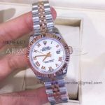 Perfect Replica Rolex Datejust Rose Gold White Roman Markers Dial 28mm Women's Watch 